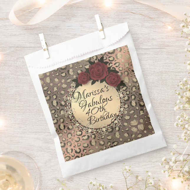 Chic Leopard Rose Fabulous 40. Geburtstag Geschenktütchen (Ausgeschnitten)