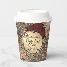 Chic Leopard Rose Fabulous 40. Geburtstag Pappbecher