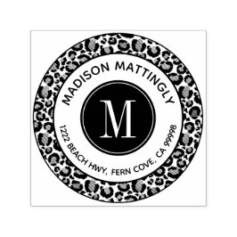 Chic Leopard Spots Boho Monogram Rücksendeadresse Permastempel