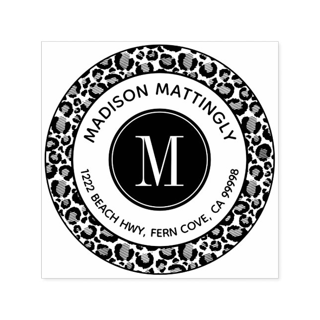 Chic Leopard Spots Boho Monogram Rücksendeadresse Permastempel (Design)