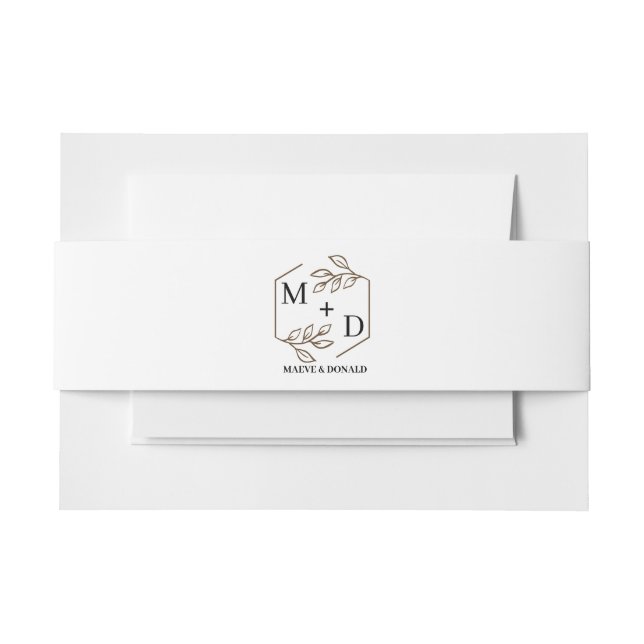 Chic Letter & Names Monogramm-Kranzehe Einladungsbanderole (Vorderseite Beispiel)