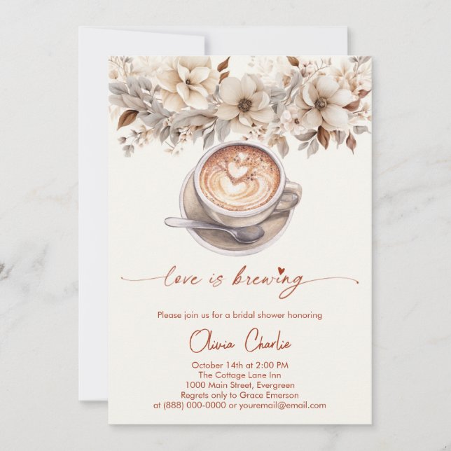 Chic Liebe ist Brautparty-Kaffee brauen Einladung (Vorderseite)