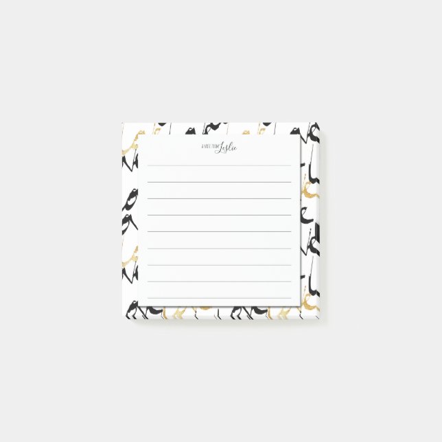 Chic LIEBE Muster A Note from Monogram Notepad Post-it Klebezettel (Vorderseite)
