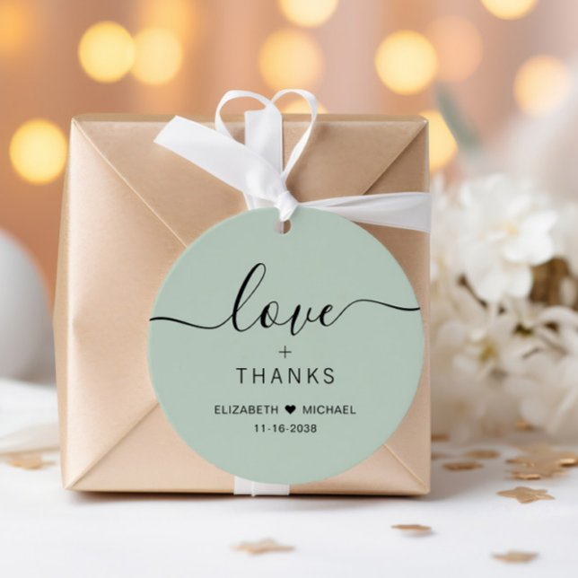 Chic Liebe und Dank Sage Green Wedding Geschenkanhänger (Von Creator hochgeladen)