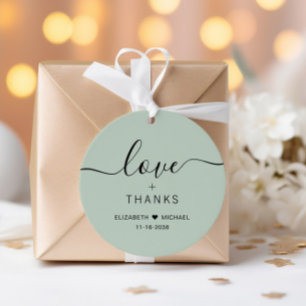 Chic Liebe und Dankeschön Hellgrüne Hochzeit Geschenkanhänger