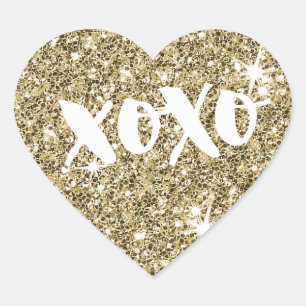 CHIC LIEBE XOXO HERZ Moderne Imitate Gold Glitzer Herz-Aufkleber