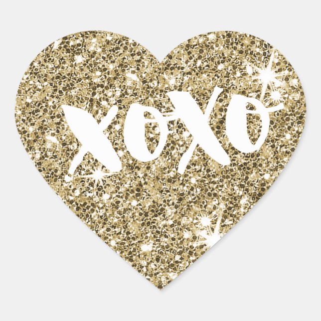 CHIC LIEBE XOXO HERZ Moderne Imitate Gold Glitzer Herz-Aufkleber (Vorderseite)