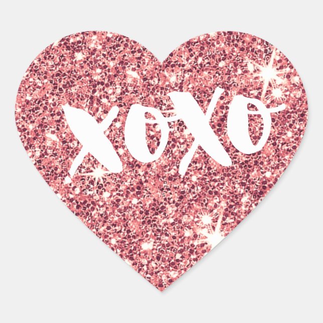 CHIC LIEBE XOXO HERZ Moderne Imitate rosa Glitzer Herz-Aufkleber (Vorderseite)