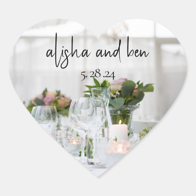 Chic Lifestyle Gastgeschenk Hochzeit Einladung Sti Herz-Aufkleber (Vorderseite)