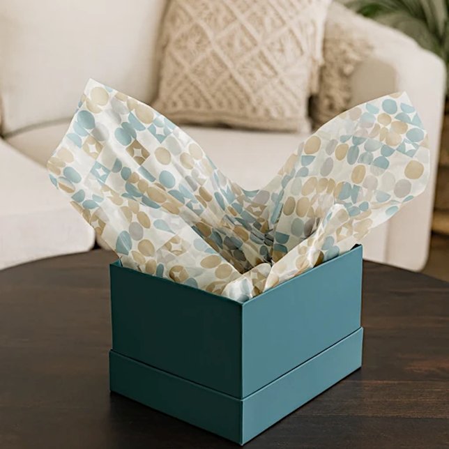 Chic Light Aquamarin Taupe Tan Beige Circles Muste Seidenpapier (Von Creator hochgeladen)