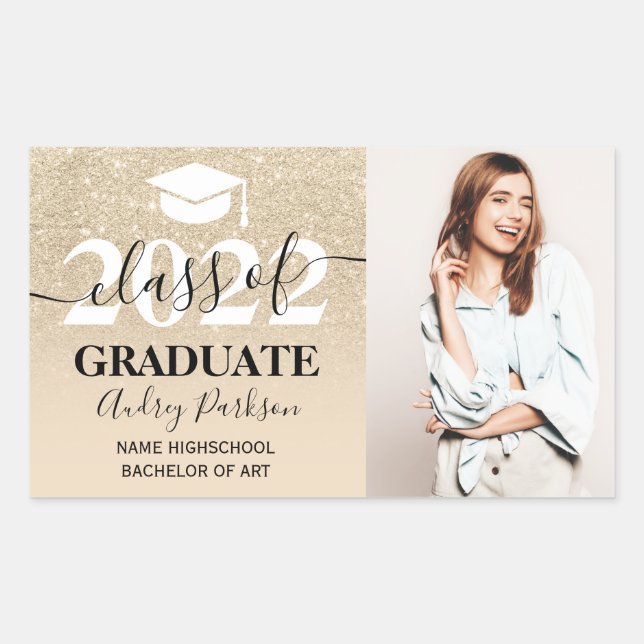 Chic light gold Glitzer ombre Foto Abschluss Rechteckiger Aufkleber (Vorderseite)