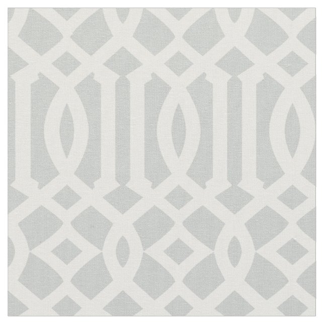 Chic Light Grau und White Trellis Lattice Muster Stoff (Nahaufnahme)
