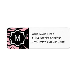 Chic Light Pink Black and White Blüh Monogram