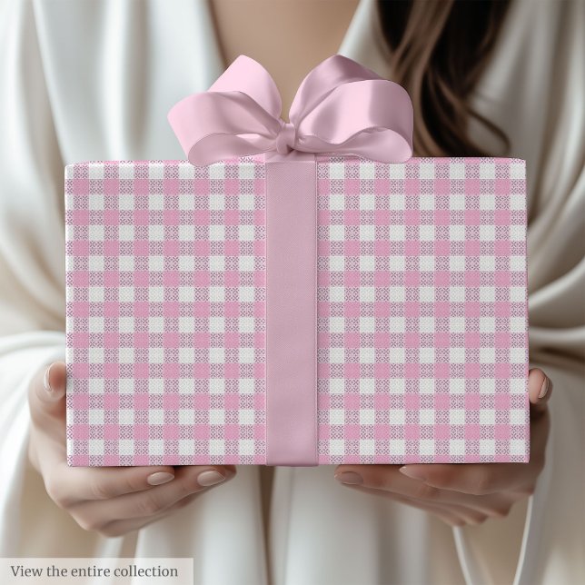 Chic Light Pink Checkered 60th Birthday Gift Wrap Geschenkpapier (Chic Light Pink Checkered 60th Birthday Gift Wrap)