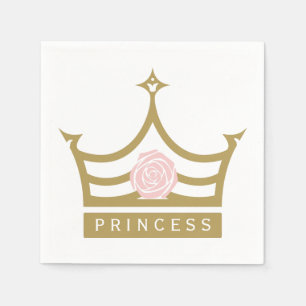 Chic Light Pink Rose und Gold Princess Crown Serviette