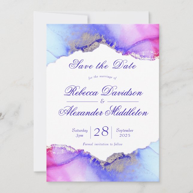 Chic Lila Amethyst Wedding Save The Date (Vorderseite)