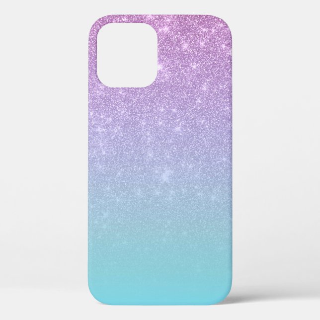 Chic Lila Blue Glitzer Ombre Gradient Case-Mate iPhone Hülle (Rückseite)