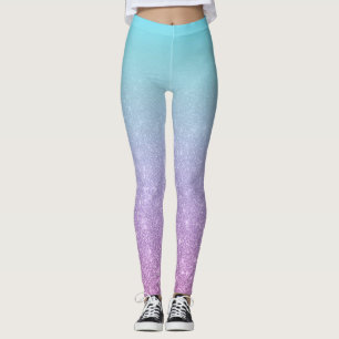 Chic Lila Blue Glitzer Ombre Gradient Leggings