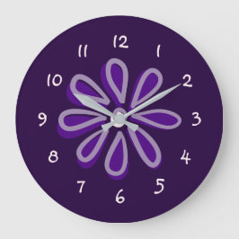 Chic Lila Blume Doodle Große Wanduhr