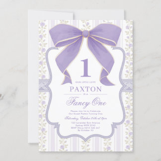 Chic Lila Bow Extravagant One Liebe Shack 1. Gebur Einladung