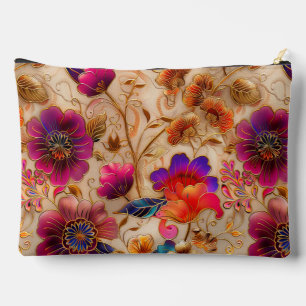 Chic lila Creme Blumenmuster Zubehörtasche
