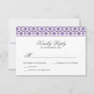 Chic-lila Damast-Schläger Mitzvah UAWG RSVP Karte