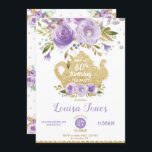 Chic Lila Floral 60. Geburtstag Tee Party Jedes Al Einladung<br><div class="desc">Personalisieren Sie diese schöne lila Aquarellblume Geburtstag Einladung mit Ihren Party Details einfach und schnell,  einfach auf die Schaltfläche Anpassen Sie es ändern und formatieren Sie den Stil und die Platzierung des Textes.  Toll für jedes Alter!   Matching Artikel im Geschäft!

 c) Das glückliche Cat Studio</div>