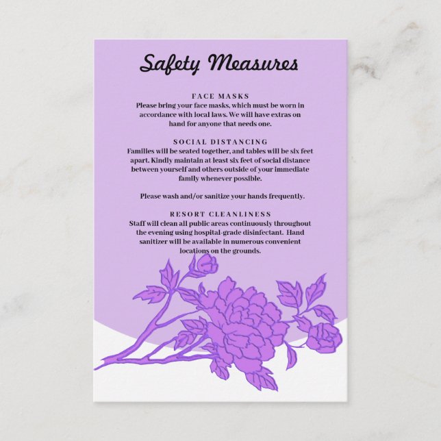 Chic Lila Floral Safety Measures Begleitkarte (Vorderseite)