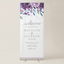 Chic Lila Floral & Silver Wedding Willkommen
