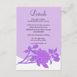 Chic Lila Floral Wedding Details Begleitkarte