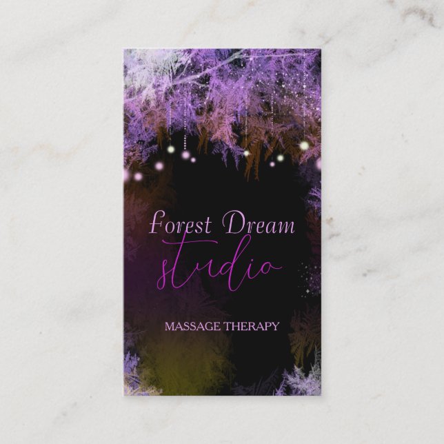 Chic Lila Forest Massage Therapie Business Cards Visitenkarte (Vorderseite)