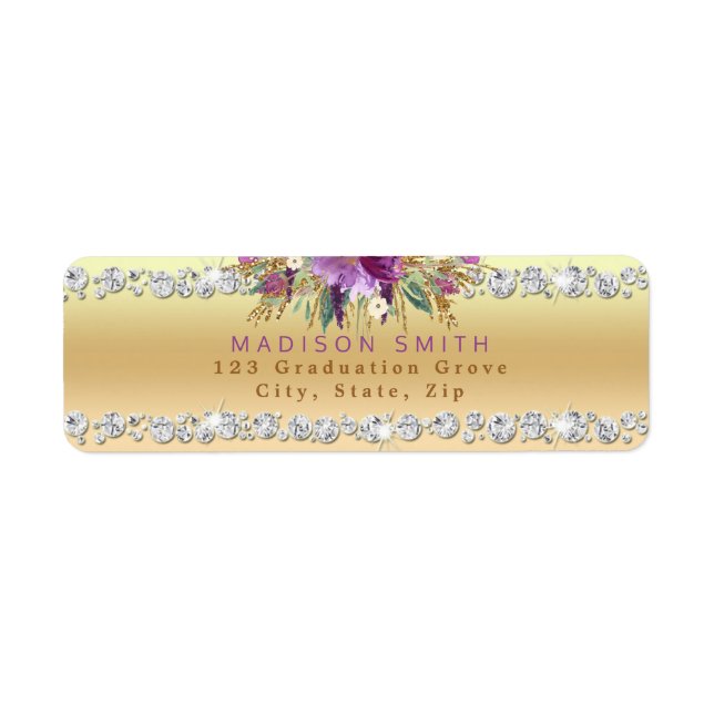 Chic Lila Glitzer Blume Diamonds Gold (Vorne)