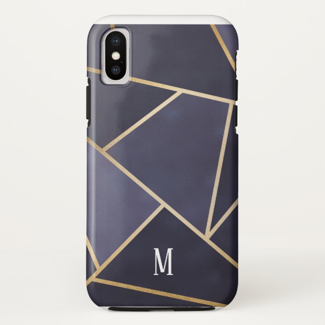 Chic Lila & Gold Abstrakt Monogram Case-Mate iPhone Hülle (Rückseite)