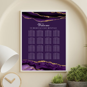 Chic Lila Gold Agate Party Sitzkarte Poster