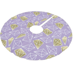 Chic Lila Gold Diamonds Weihnachten Polyester Weihnachtsbaumdecke