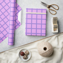Chic Lila Grid Wrapping Paper Geschenkpapier
