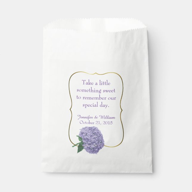 Chic Lila Hydrangea Custom Wedding Favor Bag Geschenktütchen (Vorderseite)