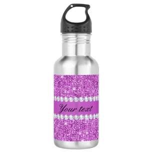 Chic-lila Imitat-Sequins und Diamanten Edelstahlflasche