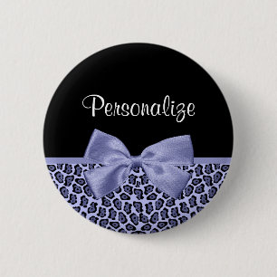 Chic Lila Jaguar Leopard Print Lavendel Bow Button