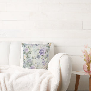Chic Lila Lavender Creme Rose Floral Kissen
