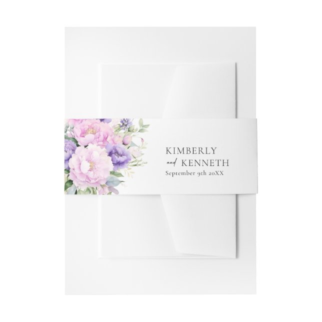 Chic Lila Lavender Pink Violet Floral Wedding Einladungsbanderole (Vorderseite Beispiel)