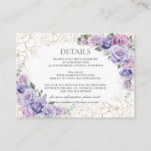 Chic Lila Lilac Lavender Floral Wedding Details Begleitkarte