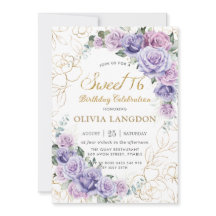 Chic Lila Lilac Lavender Rose Sweet 16 Birthday