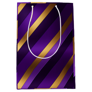 Chic Lila, Lilac und Gold gestreift Mittlere Geschenktüte