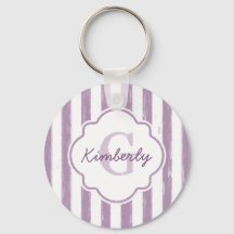 Chic Lila Painted Stripes Monogramm und Name