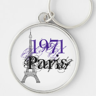 Chic Lila Paris Eiffel Tower 50. Geburtstag Schlüsselanhänger