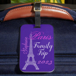 Chic Lila Paris Eiffel Tower Familienausflug Gepäckanhänger