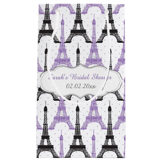 Chic Lila Paris Eiffel Tower Geschenktasche Kleine Geschenktüte (Vorderseite)