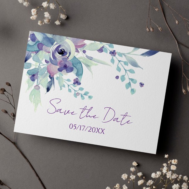Chic Lila Pastel florale Hochzeit speichern das Da Postkarte (Von Creator hochgeladen)
