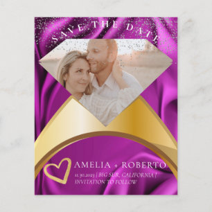 Chic Lila Ring Save the Date Fotokarte Flyer